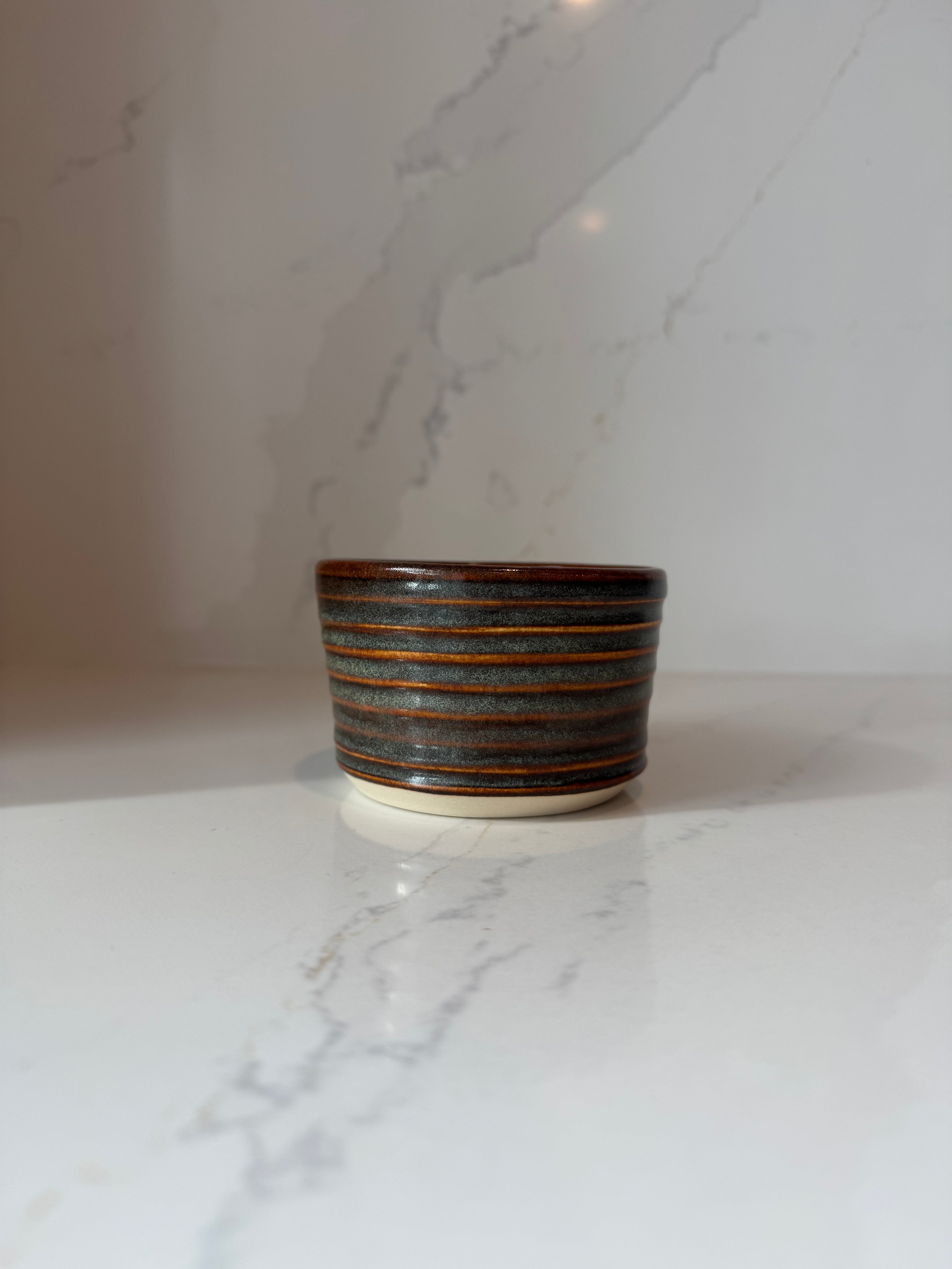 Striped multi-colored dish